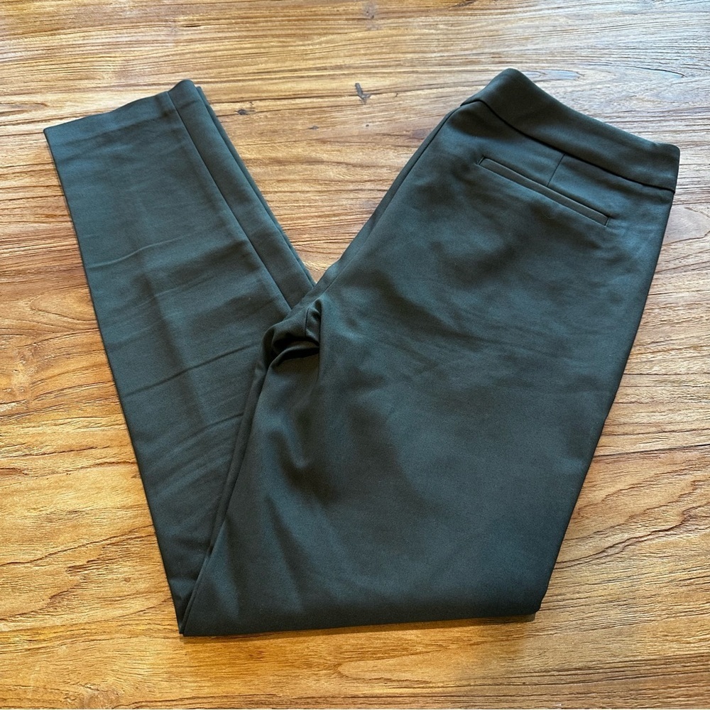 Ecru Olive Green Women’s Pull On Stretch Beck Trousers Pants Office Skinny Leg 6